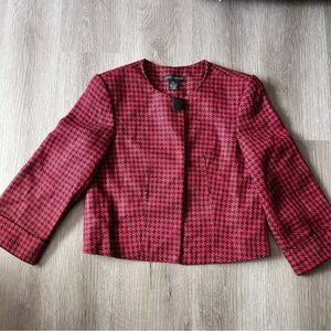 Larry Levine red & black houndstooth jacket - size M